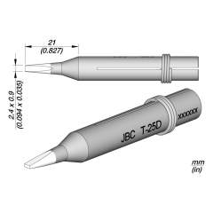 Наконечник JBC T-25D (0650606) для 65ST (клиновидный 3,0 х 1,5 мм)