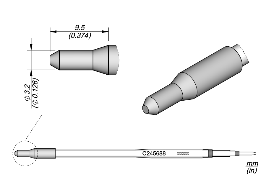 Жало термозащитное для пластика Ø 3,2 мм для T245 - JBC C245-688