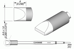 Жало паяльное долотообразное 6,6 x 1,8 мм усиленное C245E - JBC C245-968E