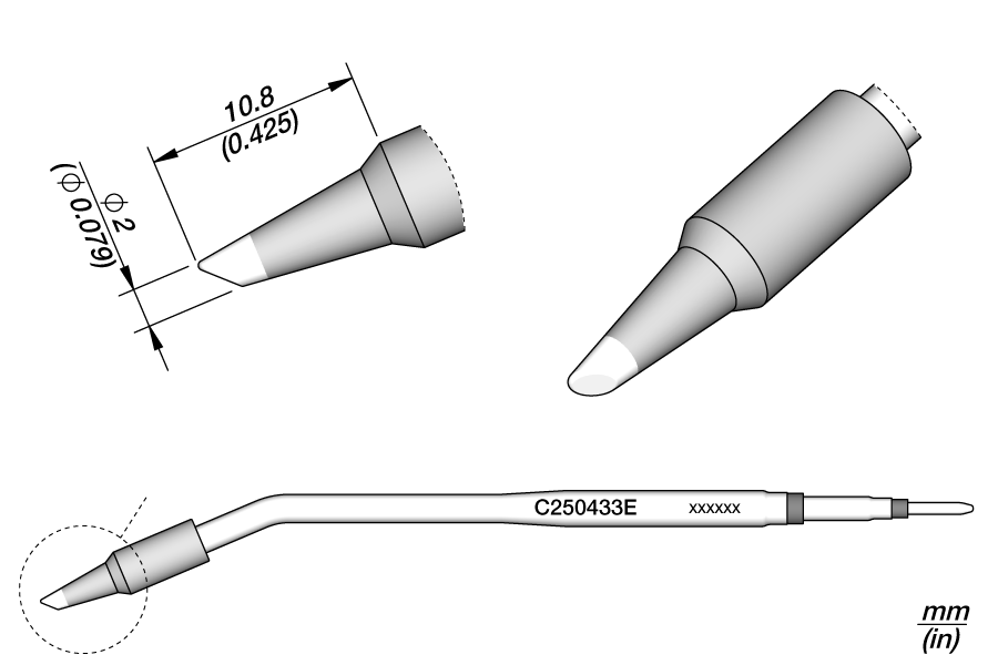 Картридж-наконечник Bevel 2 мм (удлинённый) для AP250 - JBC C250-433E
