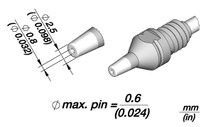 Наконечник для вакуумного паяльника DT530-A, Ø2,5/Ø1,0 мм — JBC D530-014
