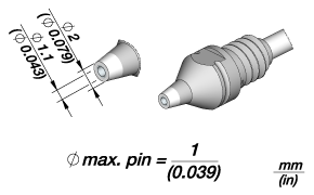 Наконечник для вакуумного паяльника DT530-A, Ø2,0/Ø1,1 мм — JBC D530-017