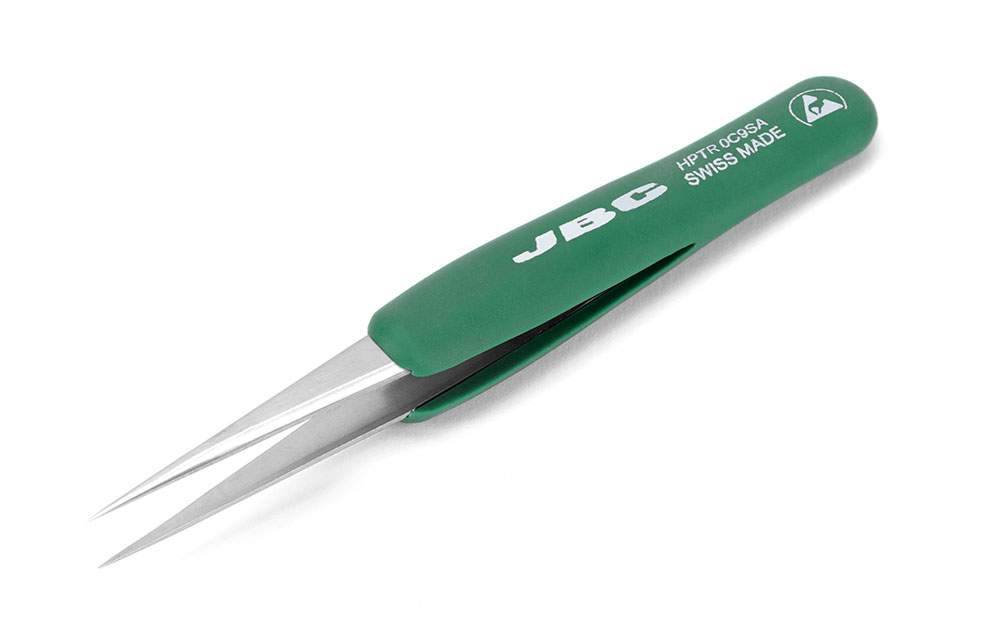 Высокоточный пинцет с резиновыми накладками и острыми кончиками 0C9SA - JBC HPTR-0C9SA