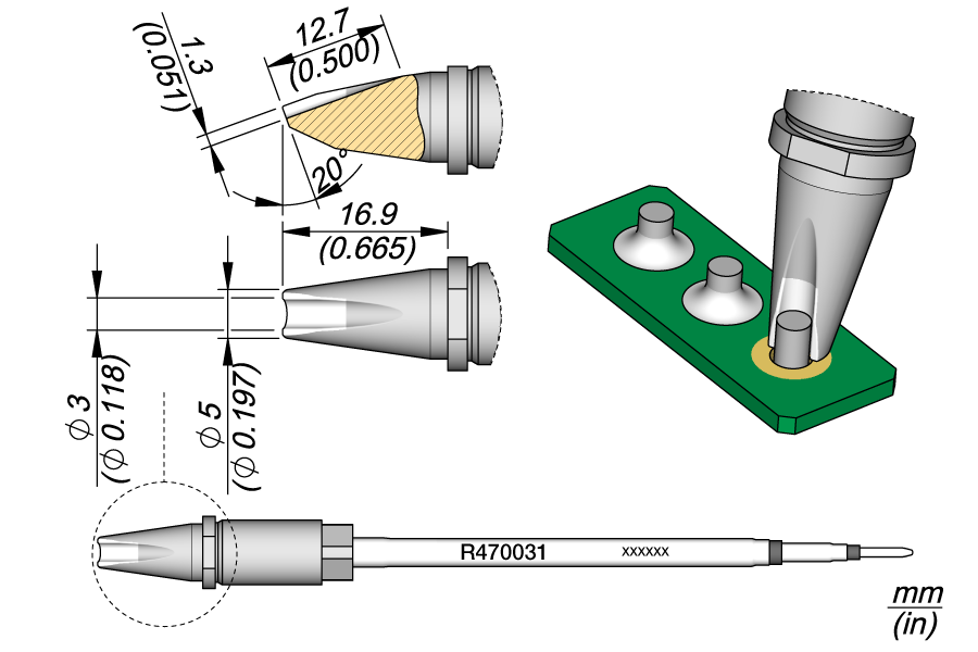 Жало паяльное R470 Pin Connector круглое Ø 3 мм - JBC R470-031