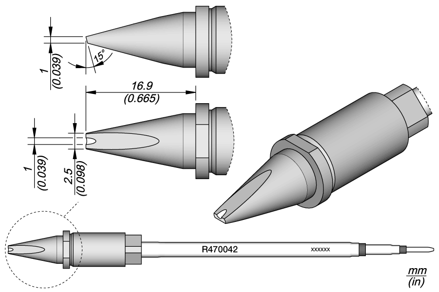 Картридж-наконечник Grooved Chisel 2.5×1 для TR470 - JBC R470-042