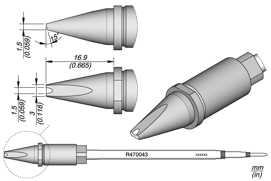 Картридж-наконечник Grooved Chisel 3×1.5 для TR470 - JBC R470-043