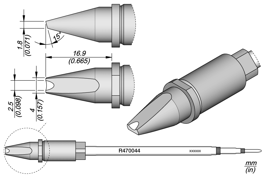 Картридж-наконечник Grooved Chisel 4×1.8 для TR470 - JBC R470-044