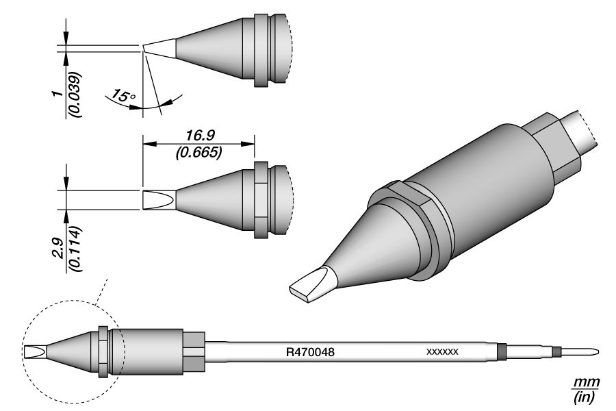 Картридж-наконечник Chisel 2.9×1 S1 для TR470 - JBC R470-048