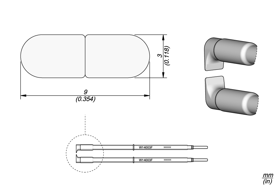 Жало для зачистки плоское 3 мм для высокотемпературных проводов - JBC W140-03F