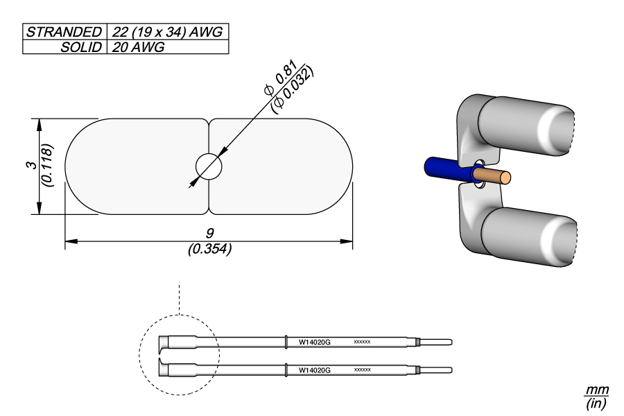 Жало для зачистки 20 AWG (0,81 мм) серии W140 для пинцета WS140 - JBC W140-20G