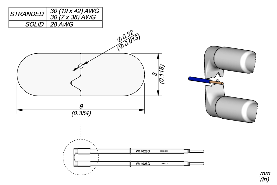 Нож зачистной 28 AWG для пинцета WS140 высокотемпературный - JBC W14028G