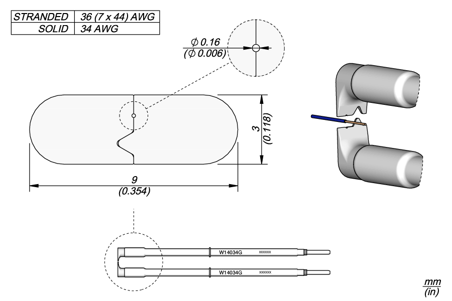 Нож зачистной 34 AWG для пинцета WS140 высокотемпературный - JBC W14034G