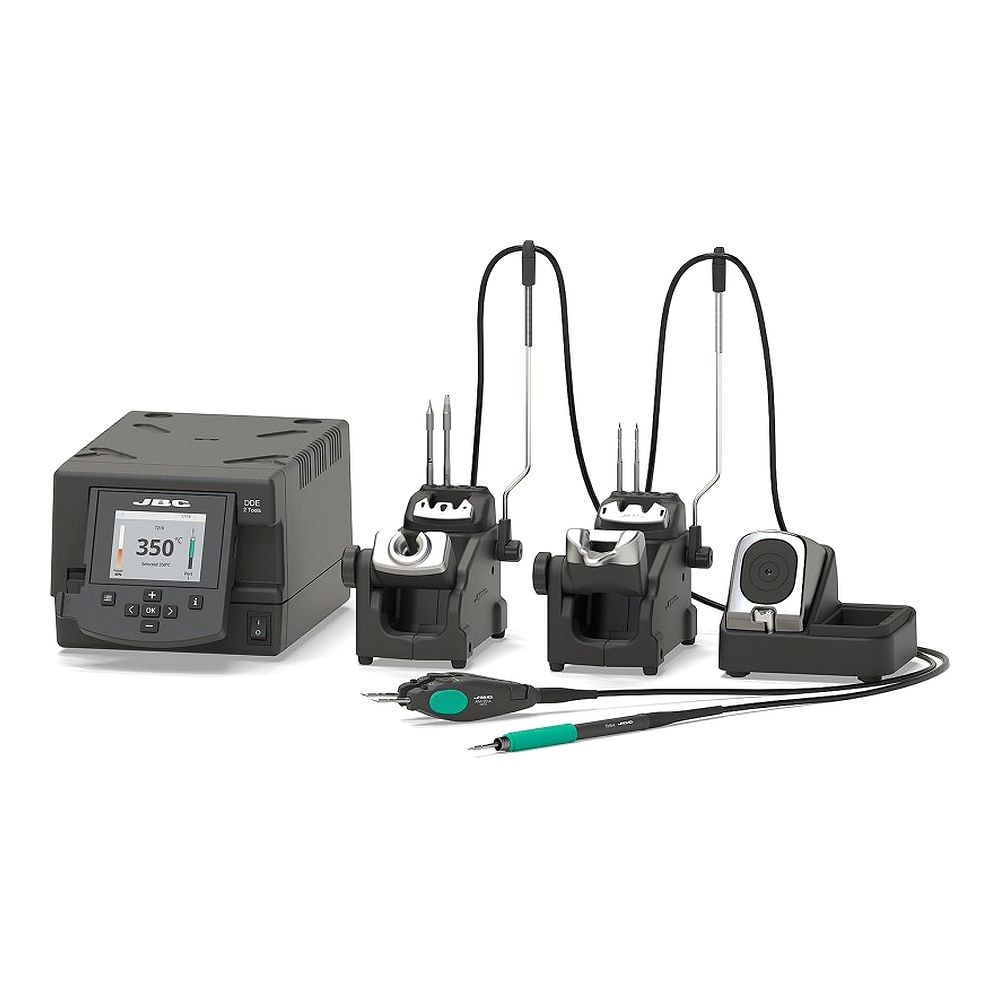 Двухканальная ремонтная станция JBC DDPE-2B с микротермопинцетом JBC AM120-A и микропаяльником JBC T210-A (наконечники в комплекте)