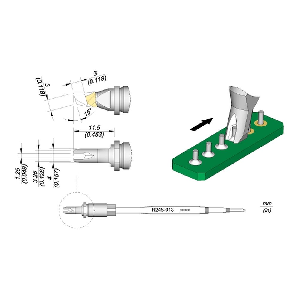 Наконечник JBC R245-013 для пайки выводов по линии 1,25 мм