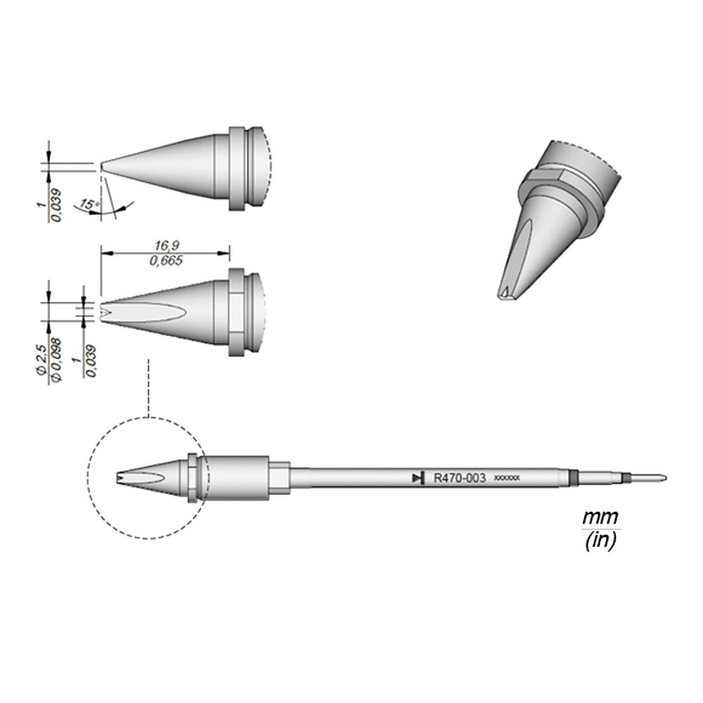 Наконечник JBC R470-018 клиновидный 2,5 х 1,0 мм