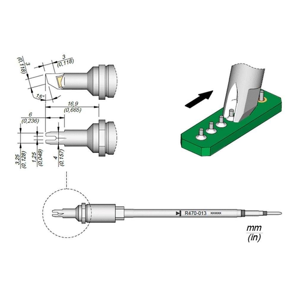 Наконечник JBC R470-027 для пайки выводов по линии 1,25 мм